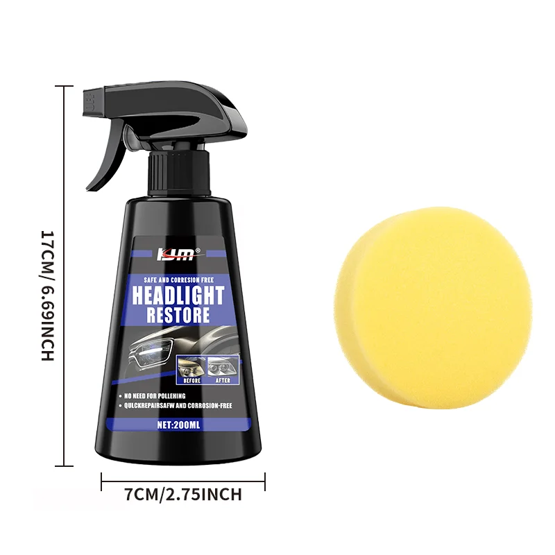 Automotive Headlight refurbishment and repair kit - increase brightness and scratch repair with crystal clear coating