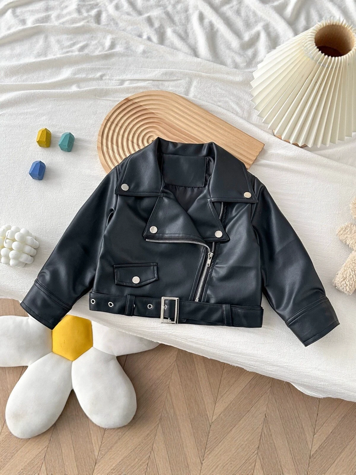 2 3 4 5 6 8 Years Girls Jacket Spring Autumn New Fashion Artificial Leather Coat For Kids Leisure Stain Resistant Outerwear