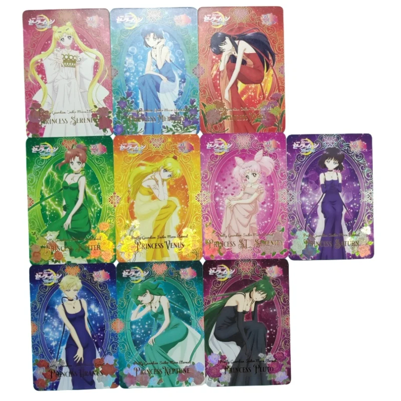 Sailor Moon Flash Card Tsukino Usagi Mizuno Ami Ceremonial Dress Series Diy 10 Sheet Action Toy Figures Anime Game Collection