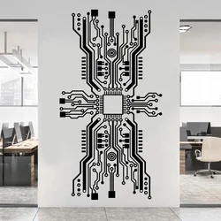 Technology Circuit Board Wall Sticker Vinyl Interior Gamer Room Computer IT Science Office Decor Decals Wallpaper Murals Q010