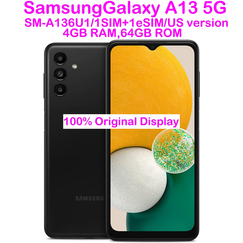 

Б/у смартфон Samsung Galaxy A13 5G SM-A136U1, Android, 6.5 дюймов, 90 Гц, 50 МП, восстановленный, 5000 мАч, NFC, версия для США