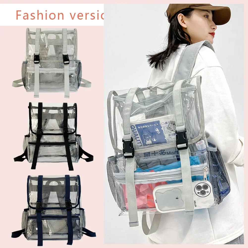 Transparent PVC Women Backpack Solid Color Casual Clear Waterproof Student School Bags Fashion Travel Rucksack for Men Women