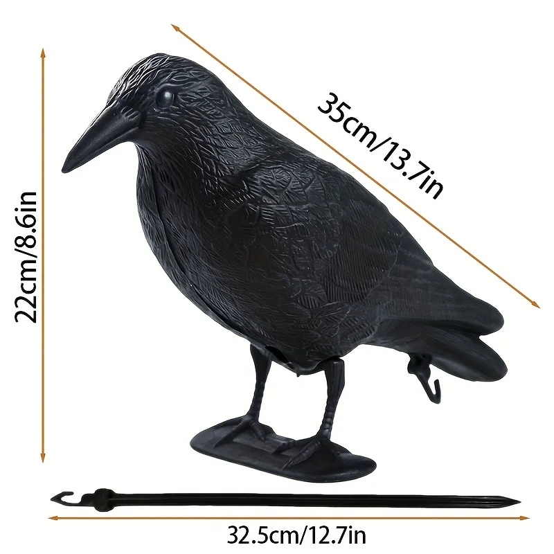 قطعة واحدة من شرك الغراب ثلاثي الأبعاد نابض بالحياة - تمثال الغراب الداخلي/الخارجي متعدد الاستخدامات للحديقة والفناء وديكور المنزل، محاكاة ثلاثية الأبعاد