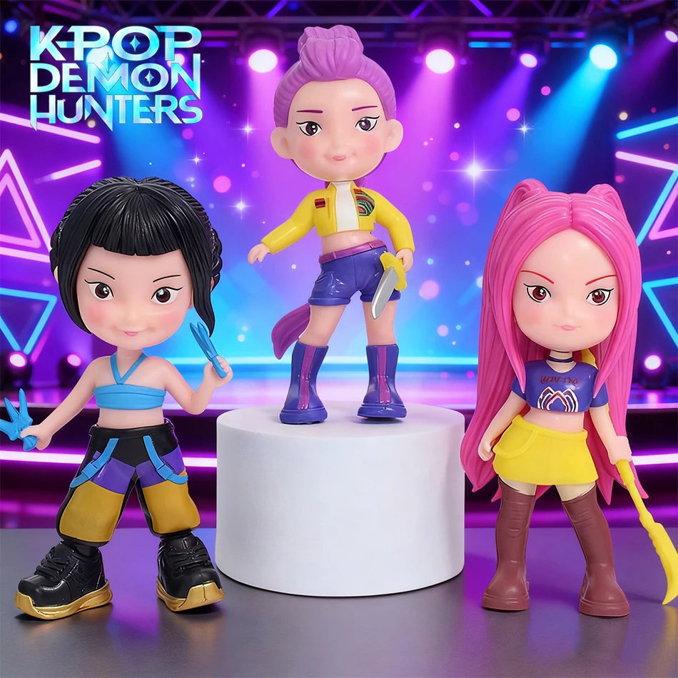 3 stücke Anime Kpop Dämon Jäger Action Figur Spielzeug Derpys Tiger Ranimeumi Mira Zoey Sussy Figur Puppe Für Fans Weihnachten geschenke