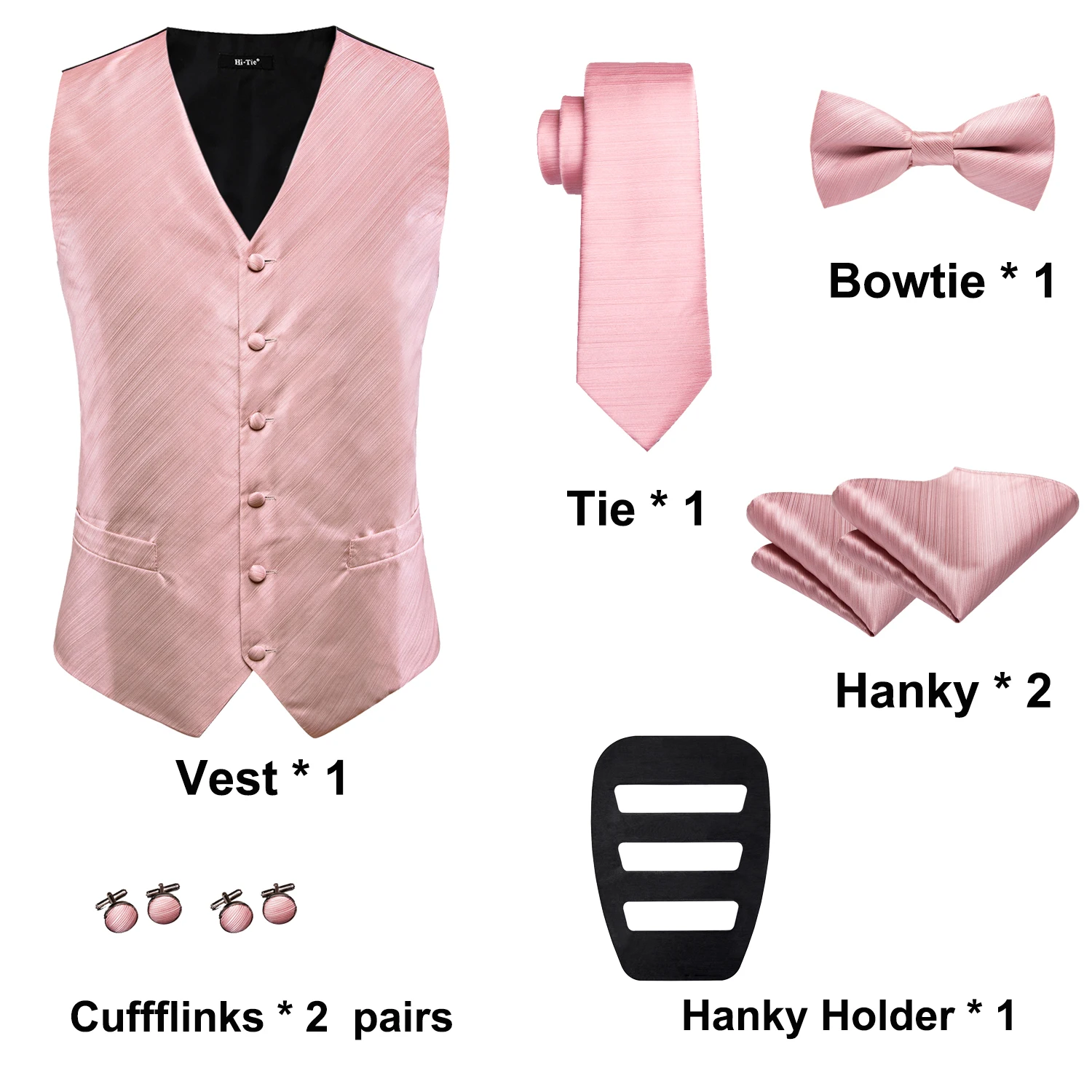 Hi-Tie Brand Silk Mens Vests Red Blue Green Gold Waistcoat Tie Bowtie Hanky Cufflinks Set Waist Jacket For Men Wedding Office