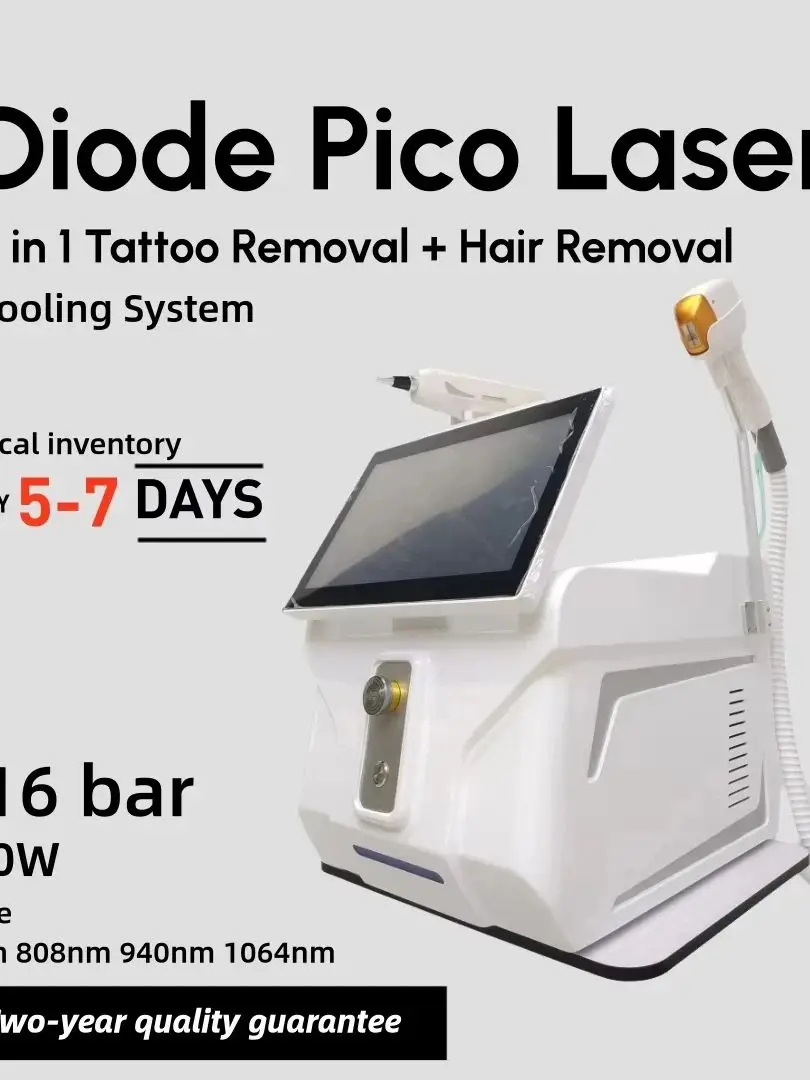 Máquina de remoção de pelos a laser 2 em 1, 755, 1064, 808, 940nm, diodo, 4 comprimentos de onda, 4000w, gelo fresco, cabelo, laser, remoção de pelos para mulheres