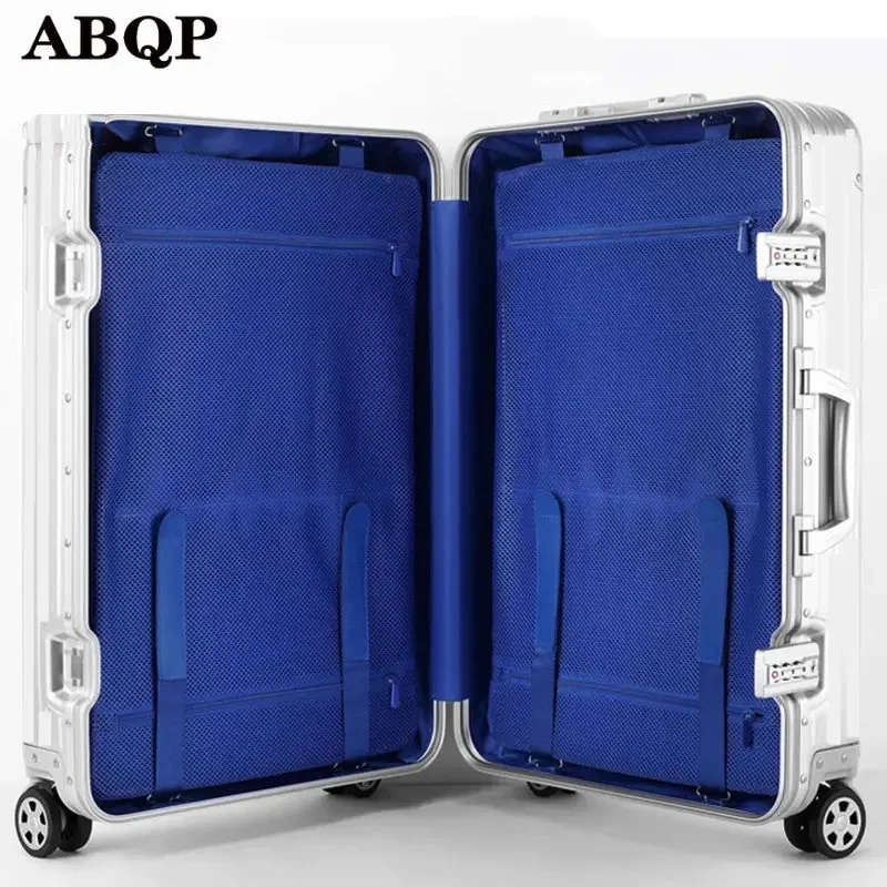 XQ100% Aluminum-Magnesium 20/24/26/29 Inch Rolling Luggage Business Travel Suitcase Aluminum Spinner Trolley Bag On Wheel