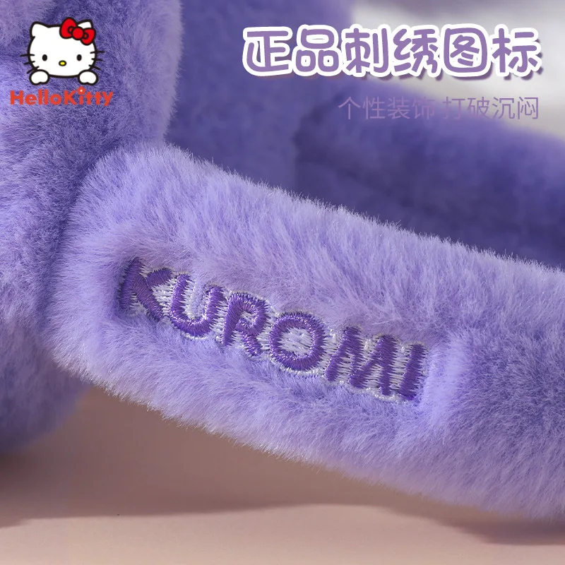 Kuromi فتاة غطاء للأذنين الخريف الشتاء جديد المخملية الدفء Kawaii الكرتون غطاء للأذنين حماية من الباردة لطيف أنيمي الشكل #4