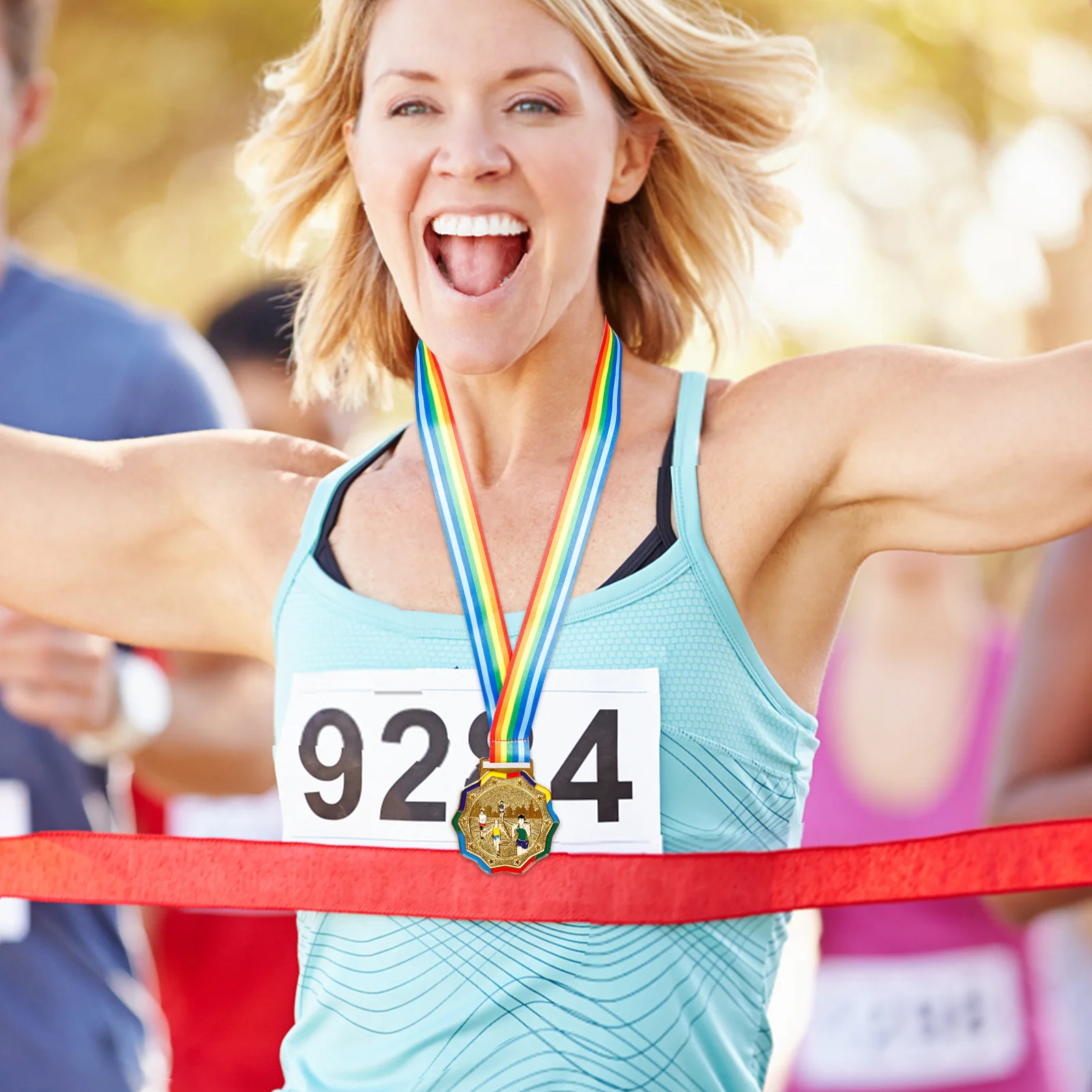 

3pcs Running Medals Sports Awards Zinc Alloy Durable Design Competition Party Cheer Athletic Event Participation Lanyard Hanging