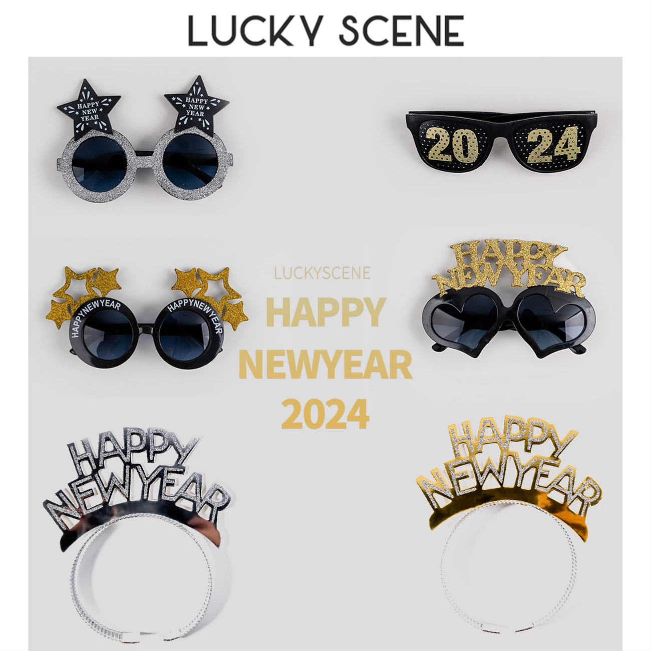 New Year's Party  New Year's Eve Letters Funny Decorations Glasses Blonde Headband S01484