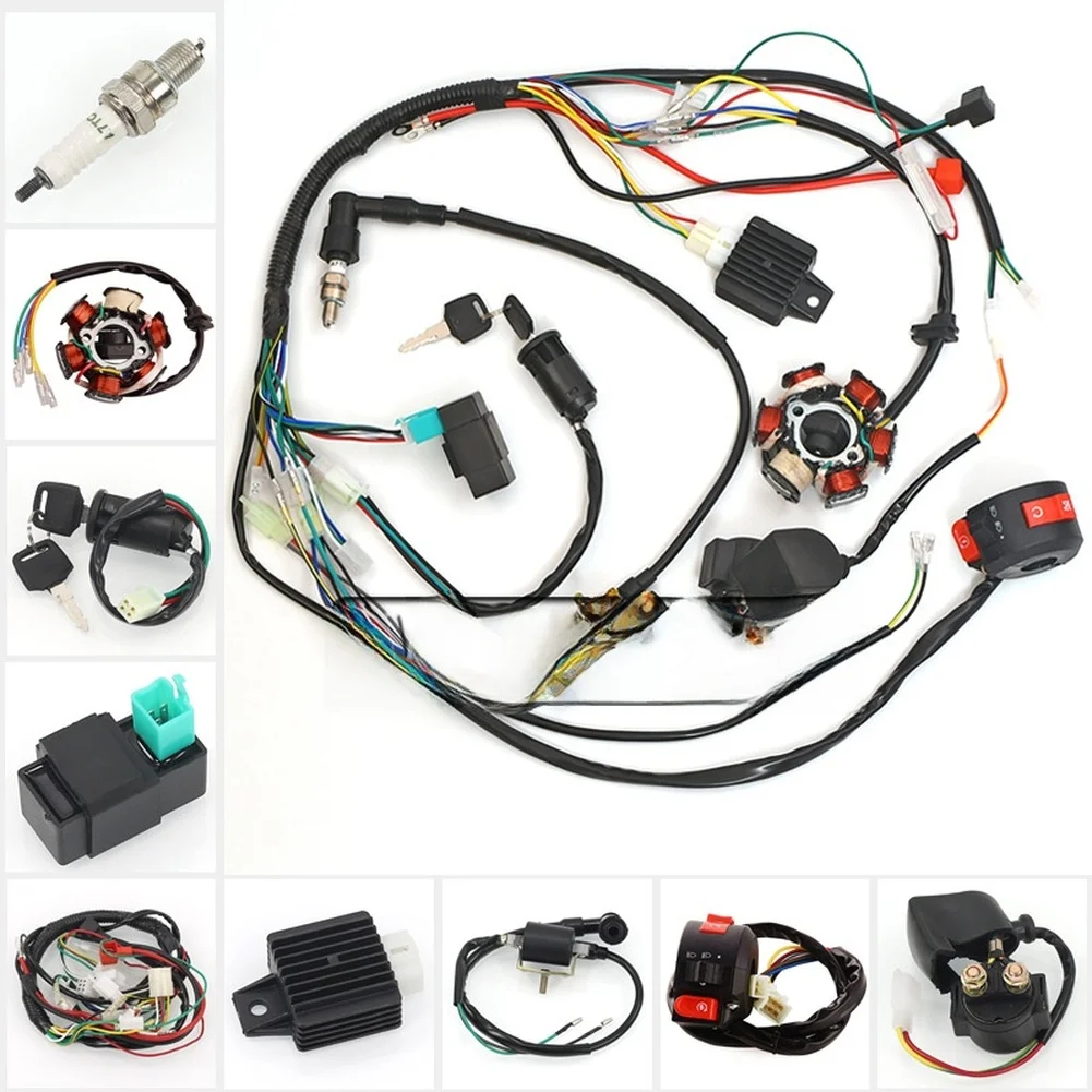 

Ignition Coil 25*16*5cm ATV Wire Harness Pre-assembled Harness Includes Ignition Switch Includes Relay For 50-125cc ATVs