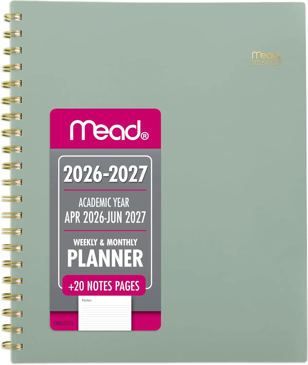 

15-Month Academic Planner Apr 2026 - Jun 2027, 8.5"x11", Weekly & Monthly, Green