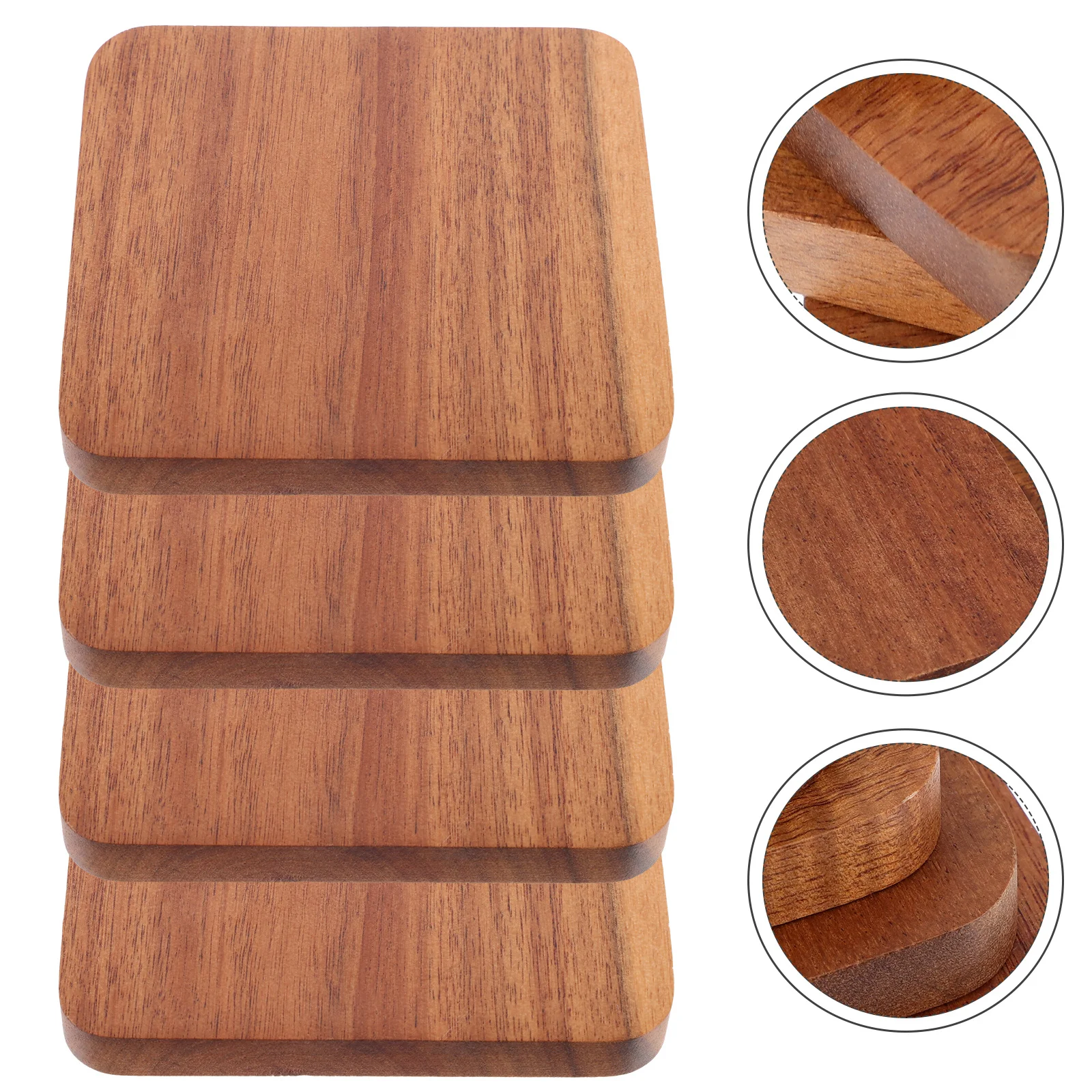 

4Pcs Square Wooden Coasters Heat Insulation Non-Slip Cup Pads Protective Mats for Kitchen Home Square Wood Coaster