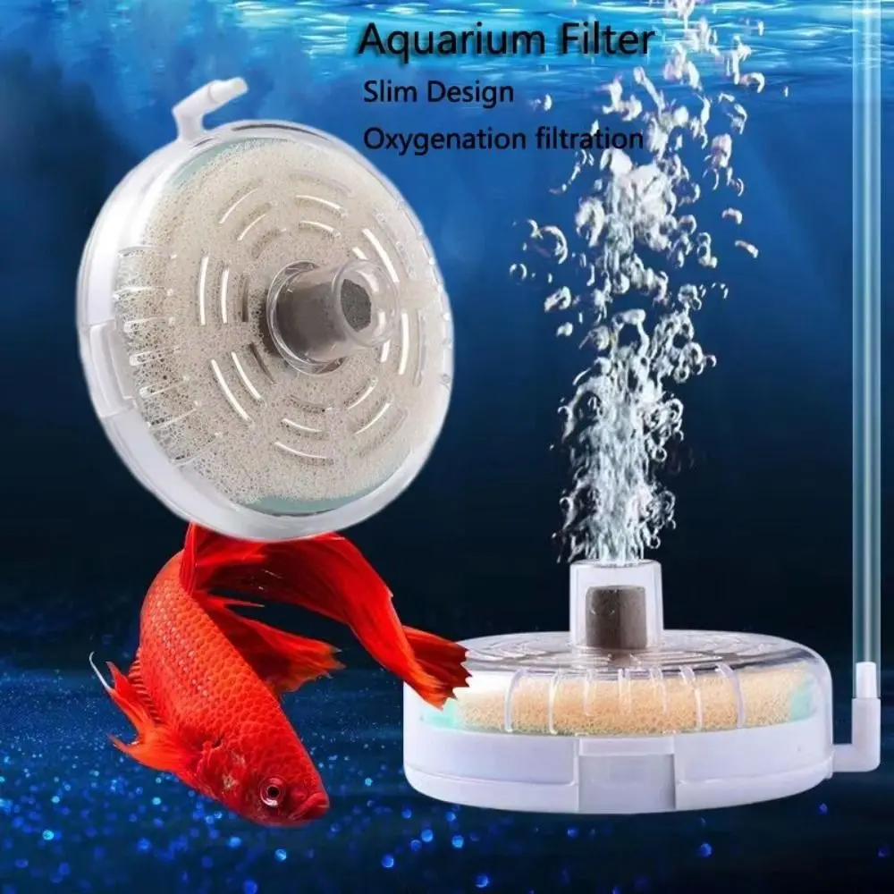 Runder Biochemischer Schwammfilter für Aquarien, Superdünner Biochemischer Filter, Aquarium-Zerstäuber mit Transparentem Design, Schwammfilter