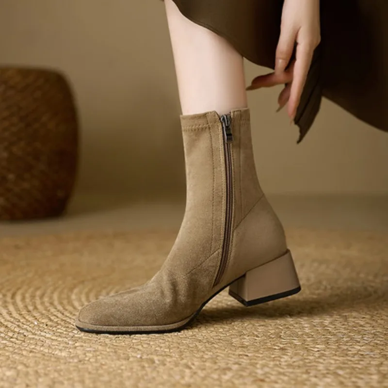 Handmade Retro Soft Leather Women's Boots Autumn Winter Fashion Short Boots Luxury Trendy Female Footwear Microfiber Material #1