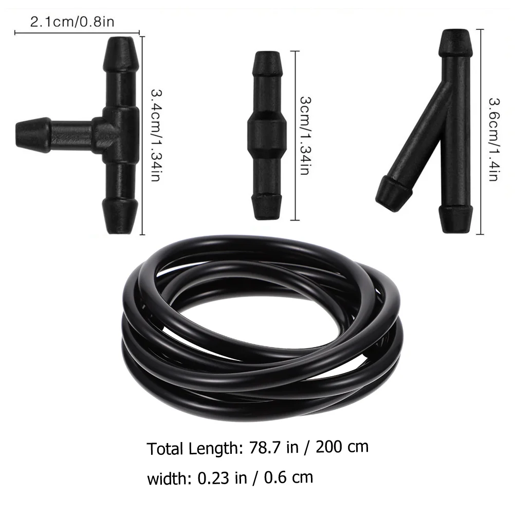 Machine Cleaning Hose Kit Hoses for Car Windshield Washer Connectors Suite Black Fluid Tubing Wiper Tube