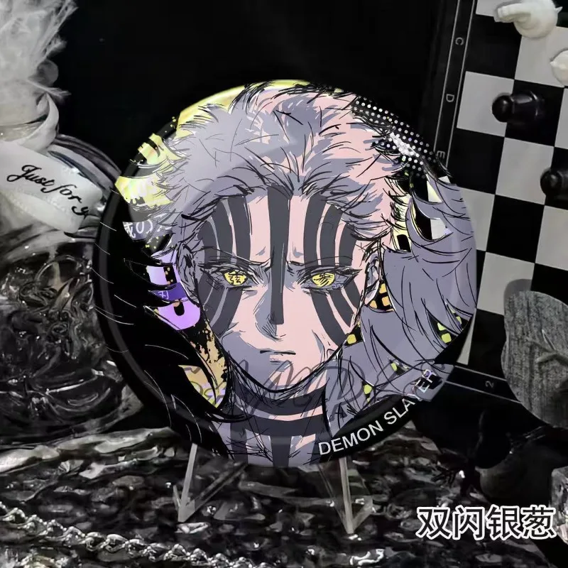 شيطان القاتل Akaza Kokushibou أنيمي شخصية كرتونية نمط شارة لامعة ، دبوس شخصي للحقائب ، الديكور ، هدية المهرجان #4