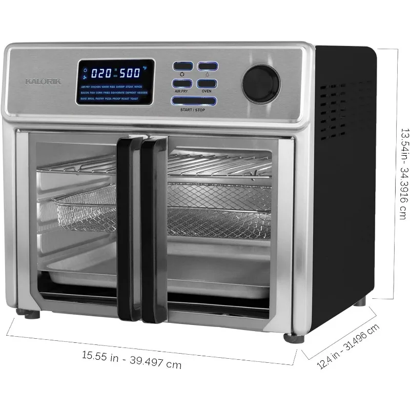 Digital 26-Quart 10-in-1 Countertop Air Fryer Oven, 15 Deluxe Accessories , 21 Presets, 1700W, Stainless Steel, AFO 50253 OW