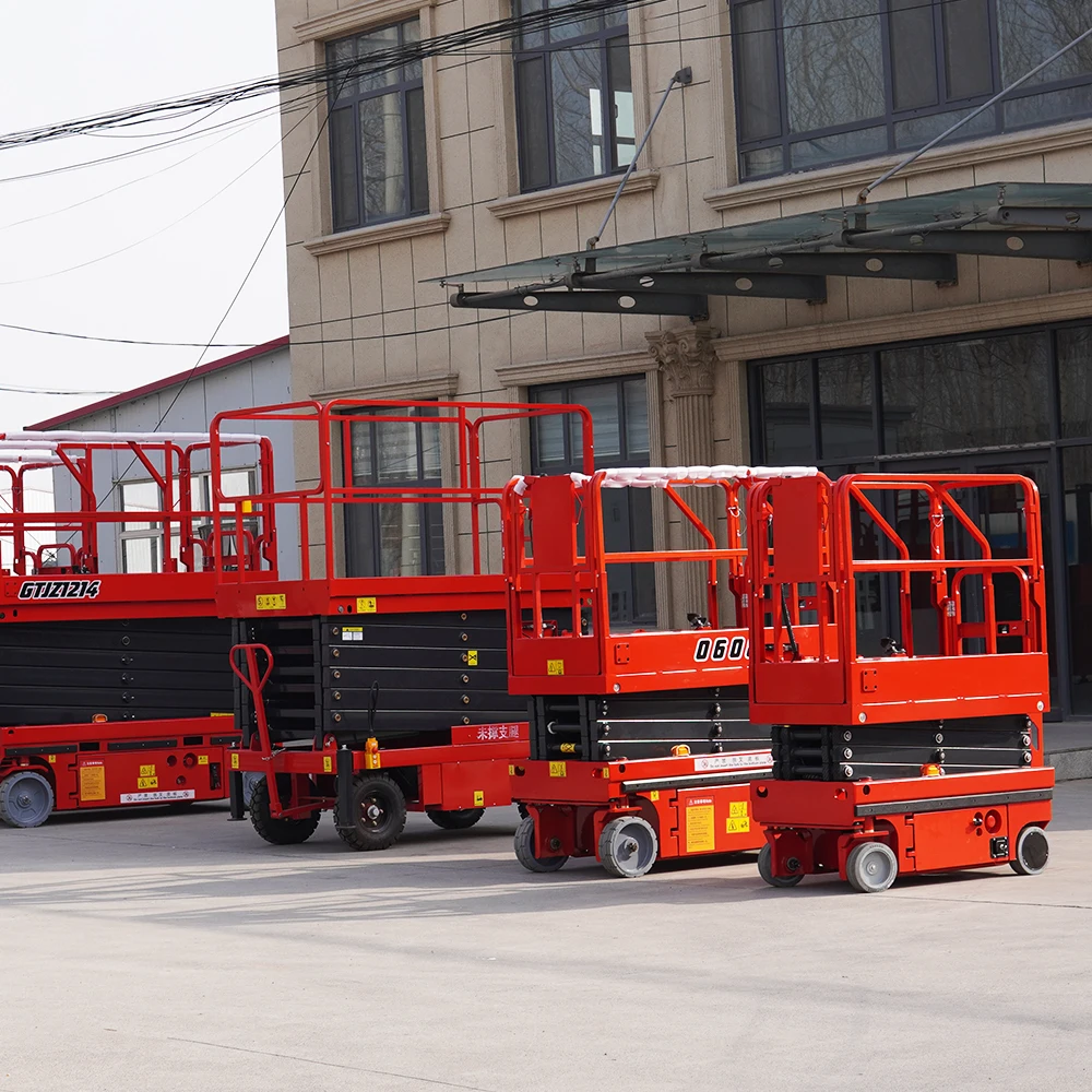 Elevador móvil automático Skylift de 6m-14m, plataforma de mesas elevadoras de tijera hidráulicas para trabajo aéreo