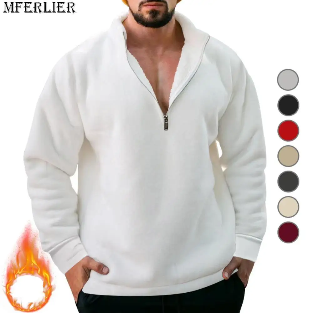 

Winter Sweater Half Turtleneck Zipper Sweater for Young and Middle-Aged Men Padded Top Thermal Sweater