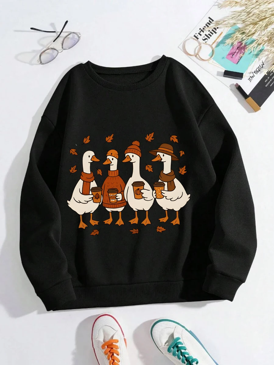 Rundhals-Sweatshirt, langärmlig, bedruckt, lässig, warm, stilvoll, Persönlichkeitsmuster, schwer (Stoffgewicht 220–320 g/m2)