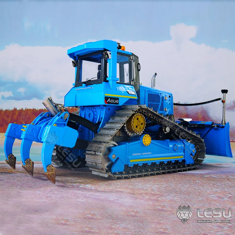 In Stock LESU 1/14 RC Earth Dozer Bulldozer Hydraulic Truck Aoue-DT60 Crawler Toucan Model Car Toys Pump Lights Sound System Toy