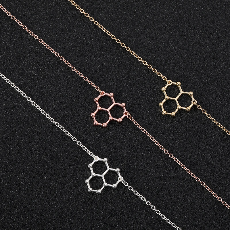 Daisy Graphene Carbon Fullerene Molecule Bracelet Water Chemical Structure Hormone Formula Serotonin Dopamine Molecular Charm