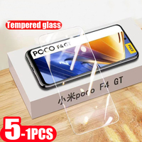 5-1Pcs tempered glass For Xiaomi Poco M3 M4 M5 pro M5s screen protector 9H M2 X2 F4 F3 F2 X3 X4 GT NFC C40 C31 Transparent film