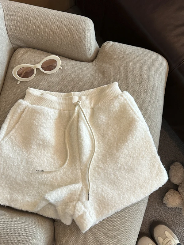 

Женские зимние широкие брюки с высокой талией Thiened eep Velvet Dstring orts, верхняя одежда с эффектом похудения, брюки