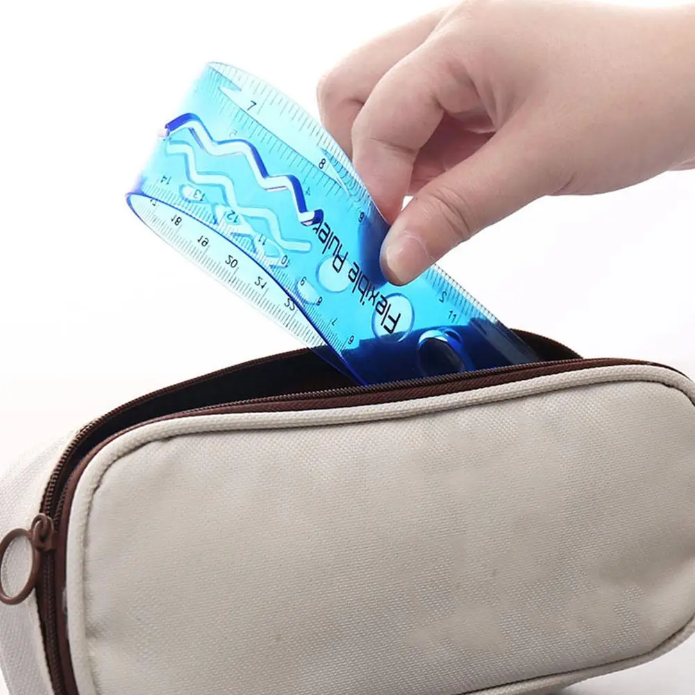 Régua flexível de 30cm, dobrável, ecológica, material pp, seguro, sem rebarbas, para estudantes, matemática, desenho, artesanato, medição