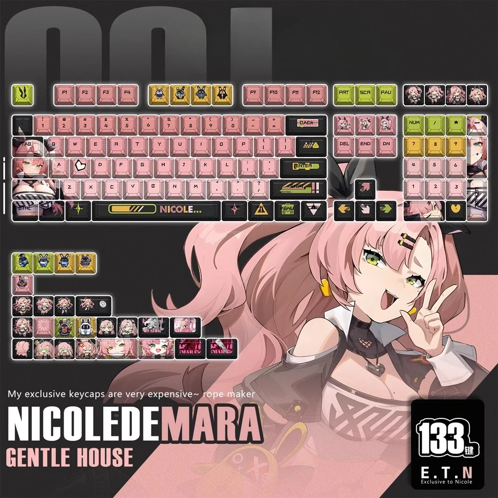 

Nicole Anime Keycaps Set PBT Cherry Profile Keycaps for Machanical Keyboard Accessories Zenless Zone Zero Custom Keyboard Caps