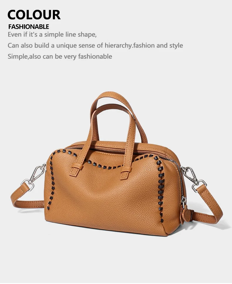 Damen Echtleder Schultertaschen 100% Crossbody Bucket Bag Weibliche Mode Einfarbige Designer Shopper Tote Marken-Trend Handtaschen Bolsas – Detail 18