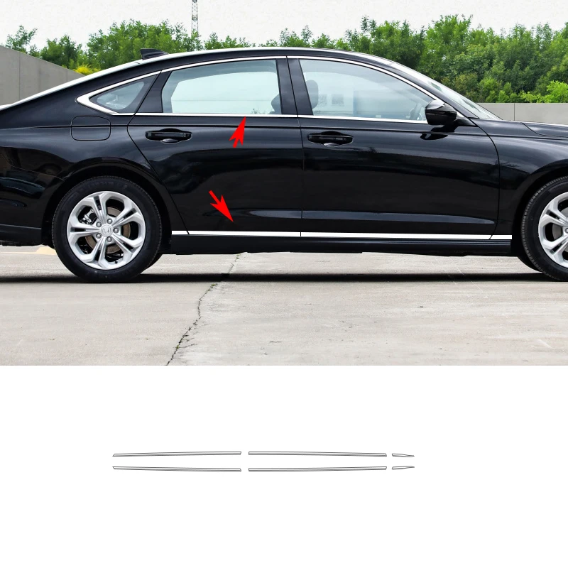 

For 2023 2024 Honda Accord Sedan ALL NEW 11TH steel Chrome Exterior Window Strip Body Kit Side Door Car Body Molding Cover Trim