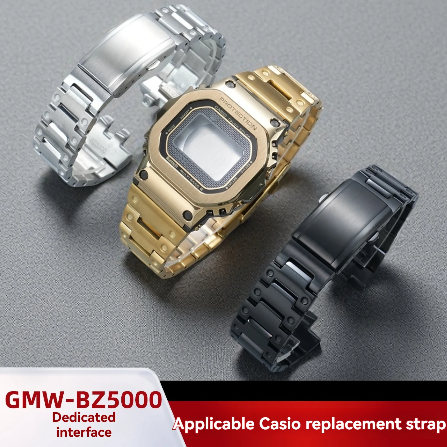 For Casio G-SHOCK Metal Square GMW-BZ5000 “Little Silver Block” Modified Steel Band—Stainless Steel Watch Band Replacement Parts