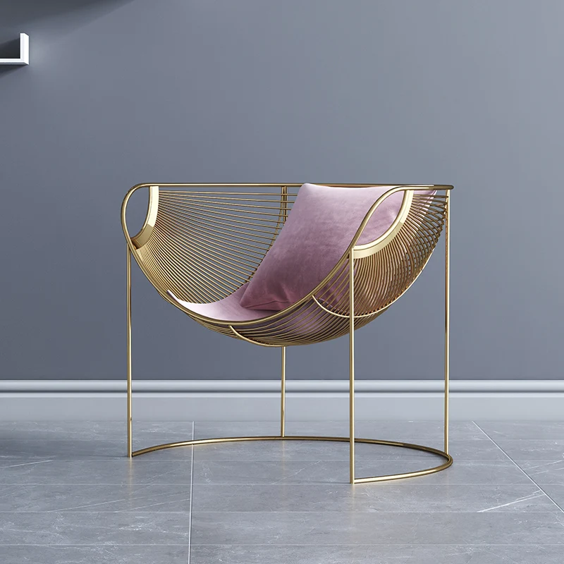 

Luxury Single Chair with Backrest Minimalist Modern Nordic Iron Art Balcony Leisure Lounge Chair Designer Furniture