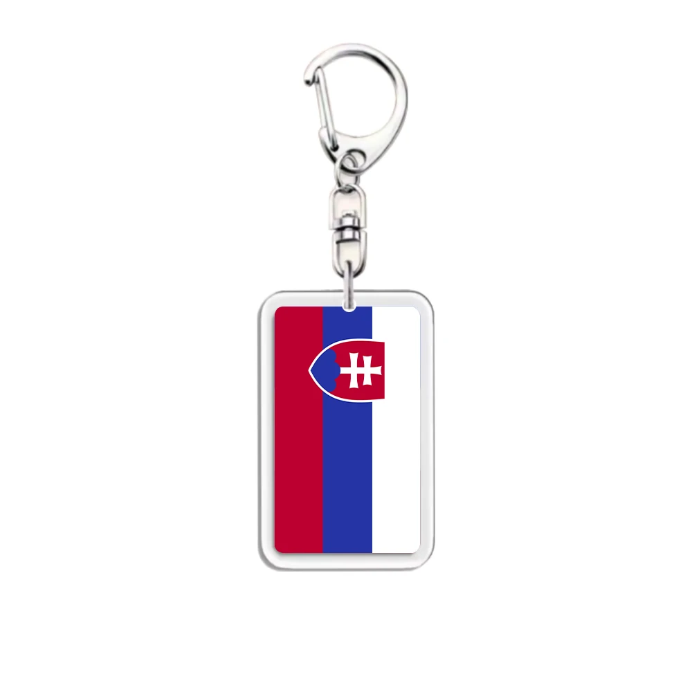 Slowakei Flagge Acryl Schlüsselanhänger Doppelseitig Souvenir Geschenk Auto Schlüsselring