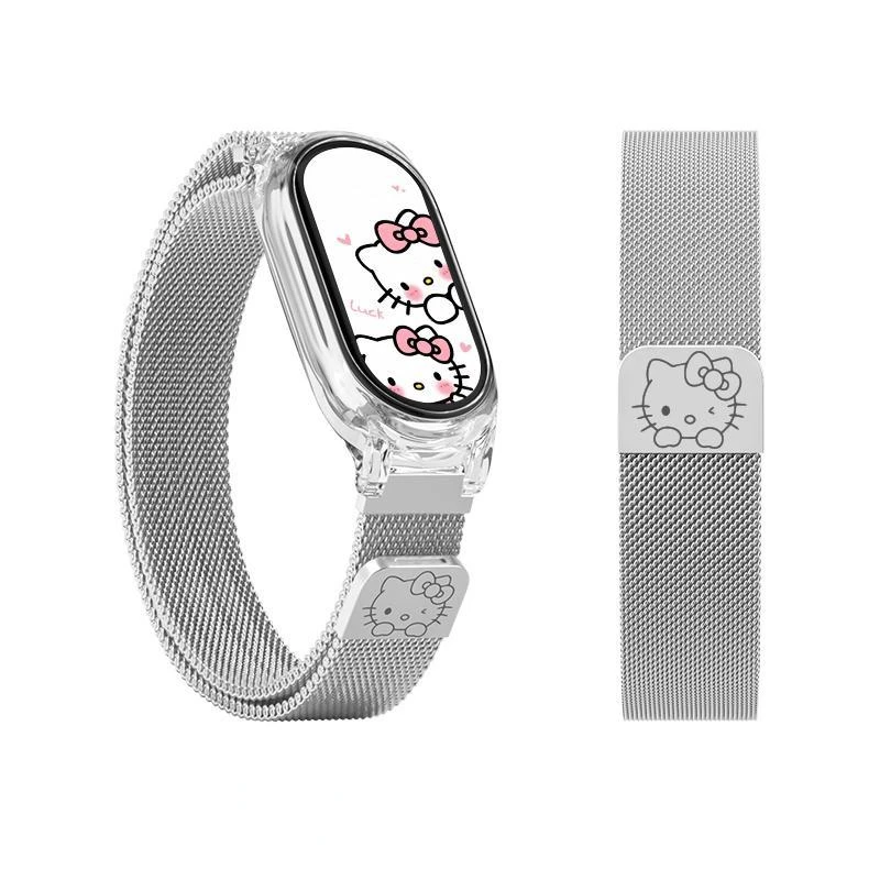 Sanrio Hello Kitty cinturino Milanese per Xiaomi Mi Band 8 7 6 5 4 3 braccialetto magnetico Anime Metel per cinturino Mi Band NFC