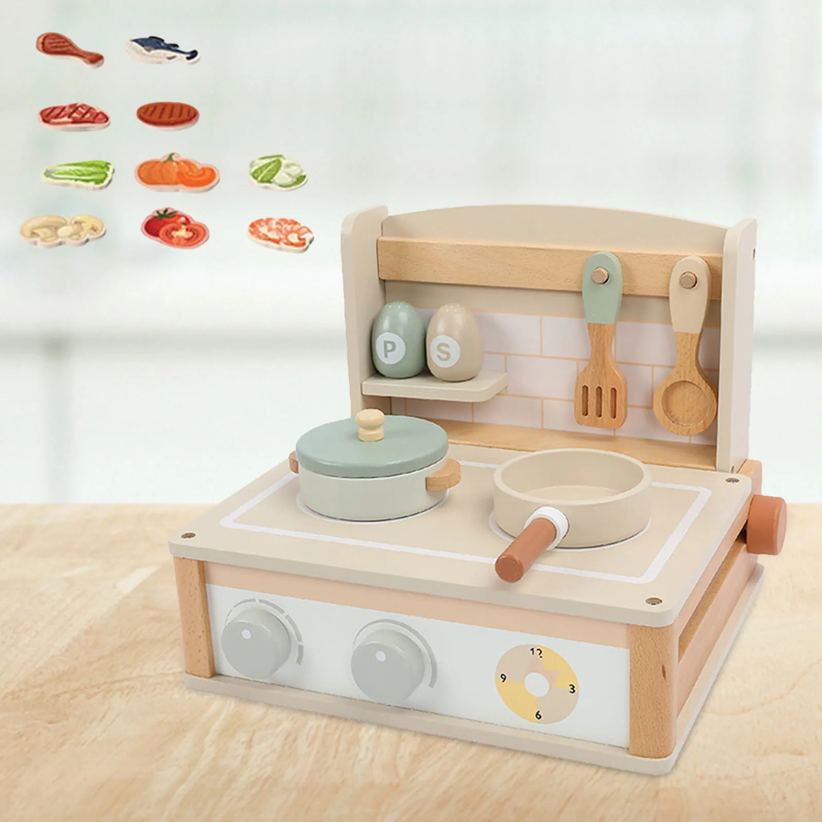 Children'S Kitchen Pretend Play Cooking Wooden Small Kitchen Toy Mini Simulation Toddler Simulation House Set Birthday Gifts