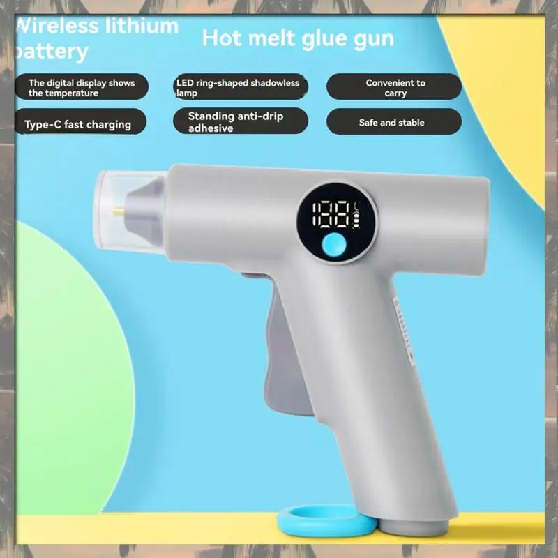 

A70U New Battery-Operated Hot Glue Gun With LED Light And Digital Temp Display, 22 Glue Sticks Included For Home Crafts