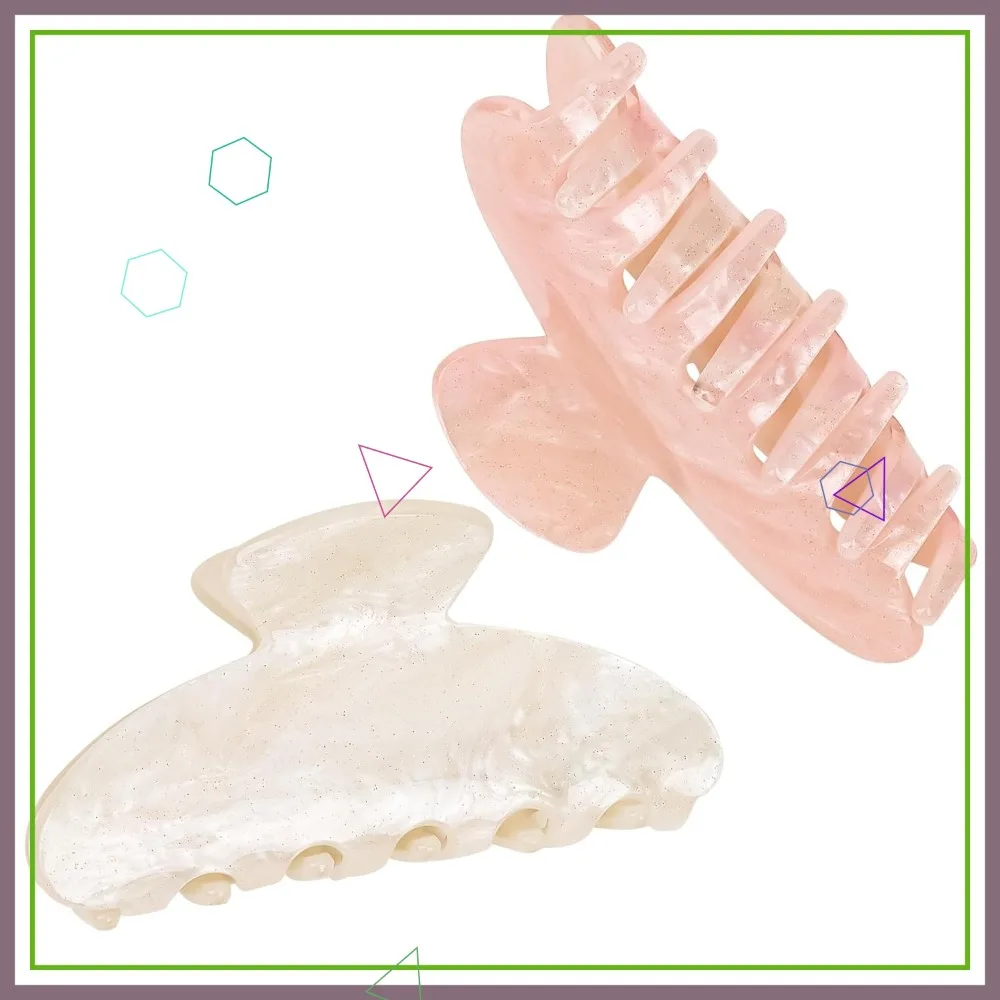 

2 Pack Acrylic Hair Claw Clips for Thick Hair, Non-slip Large Claw Hair Accessories for Women and Girls (White&Pink)