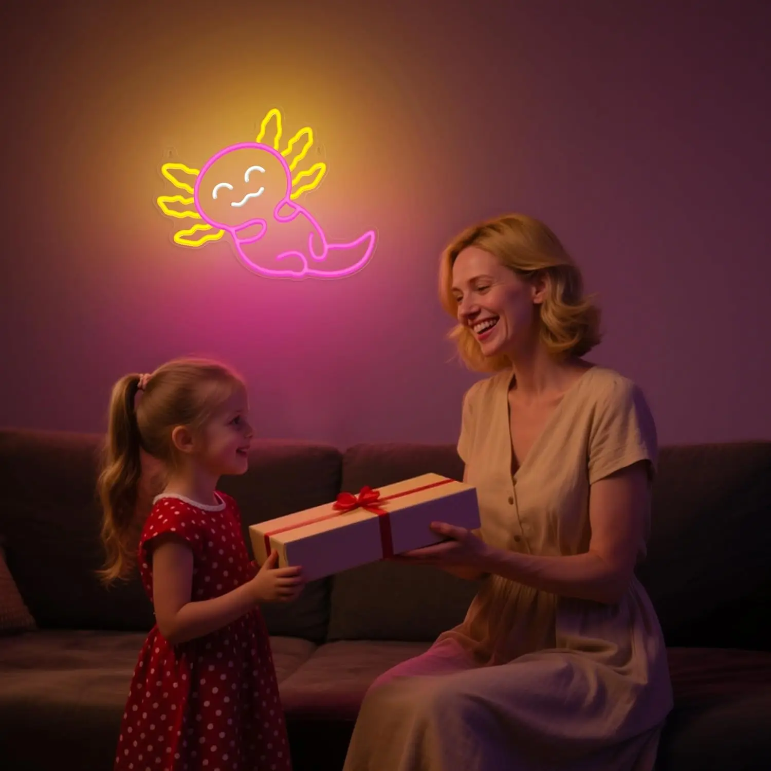 Luz de neón Axolotl rosa, lindos animales, letrero de neón LED Kawaii para dormitorio, sala de estar, tienda de mascotas, habitación de jugadores, decoración para guardería, regalo para niños