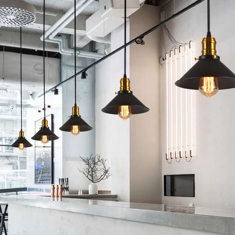 

Retro Industrial Chandeliers Restaurant Light Black Lustre Metal Ceiling Chandeliers Dining Room Lights Bar Counter Lamp Home