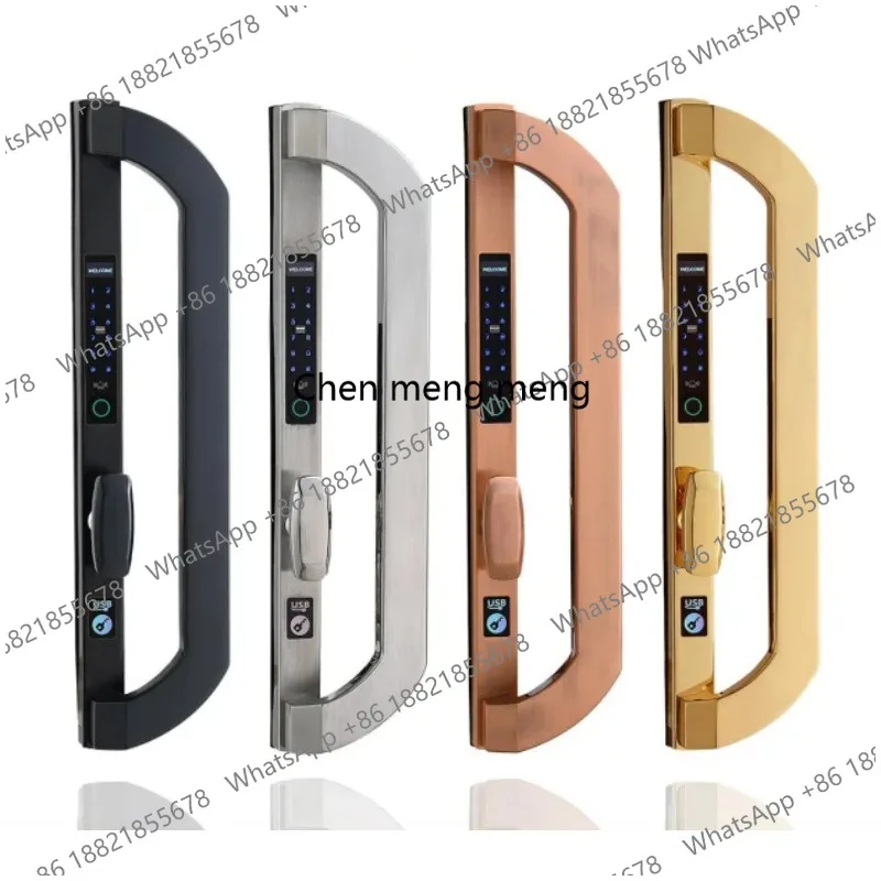Luxury  Connected Waterproof Glass Aluminum Alloy Door Large Handle Smart Fingerprint Code Lock for