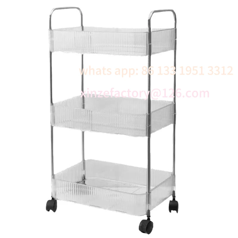 

Customizable Mobile Shelf with Wheel Multi-Layers Storage Rack Home Trolley for Snacks Cosmetic Sundries Organizer 2/3/4 Tiers R