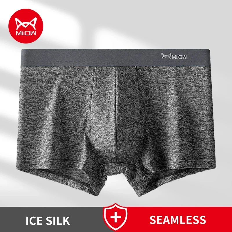 MiiOW Ice Silk Sexy Men Underwear Boxers Shorts Breathable Man Underpants Graphene Antibacterial Men Boxers Briefs Men\'s Panties