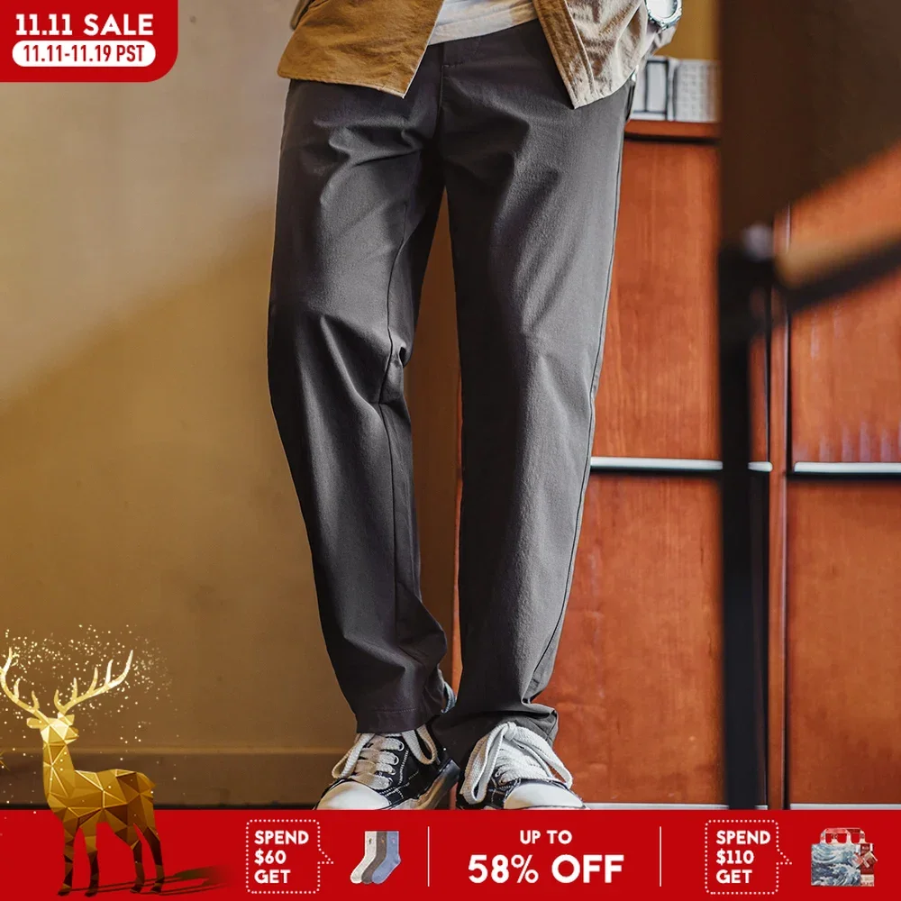 

Maden Men's Spring Casual Straight Clean Fit Suit Pants Wrinkle-Resistant Tapered Office Pants Solid Color Versatile Trousers