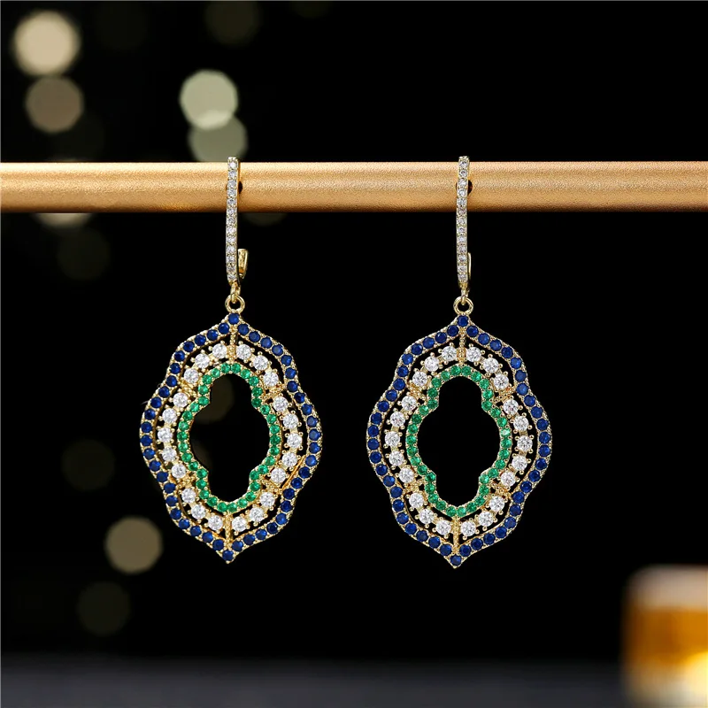 2026 New Style Light Luxury Women's Earrings • S925 Sterling Silver Needles, Full Zircon Inlay, Geometric Long Design • High-End