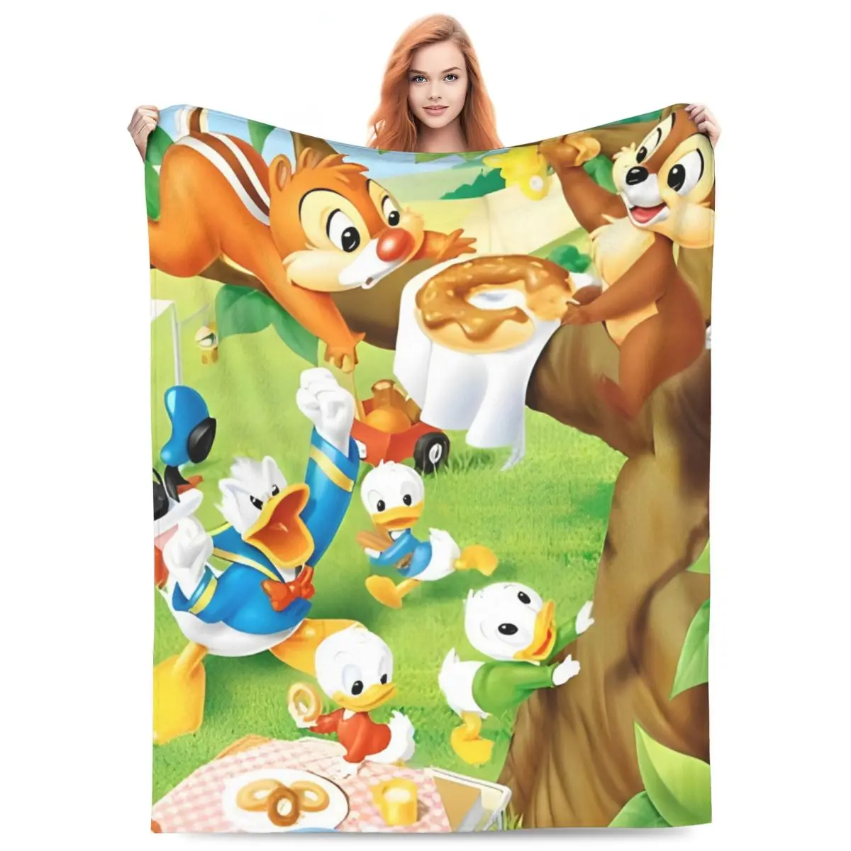 Chip And Dale Cartoon Warm Soft Blanket Camping Plush Throw Blanket Comfortable Bedroom Flannel Bedspread Sofa Bed Cover