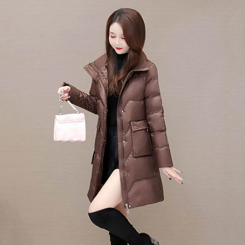 Women's Down  Loose Slim Midlength  Lapel High-end Fashion Middle-aged Mother Winter White Duck Down Warm Coat Female Tide