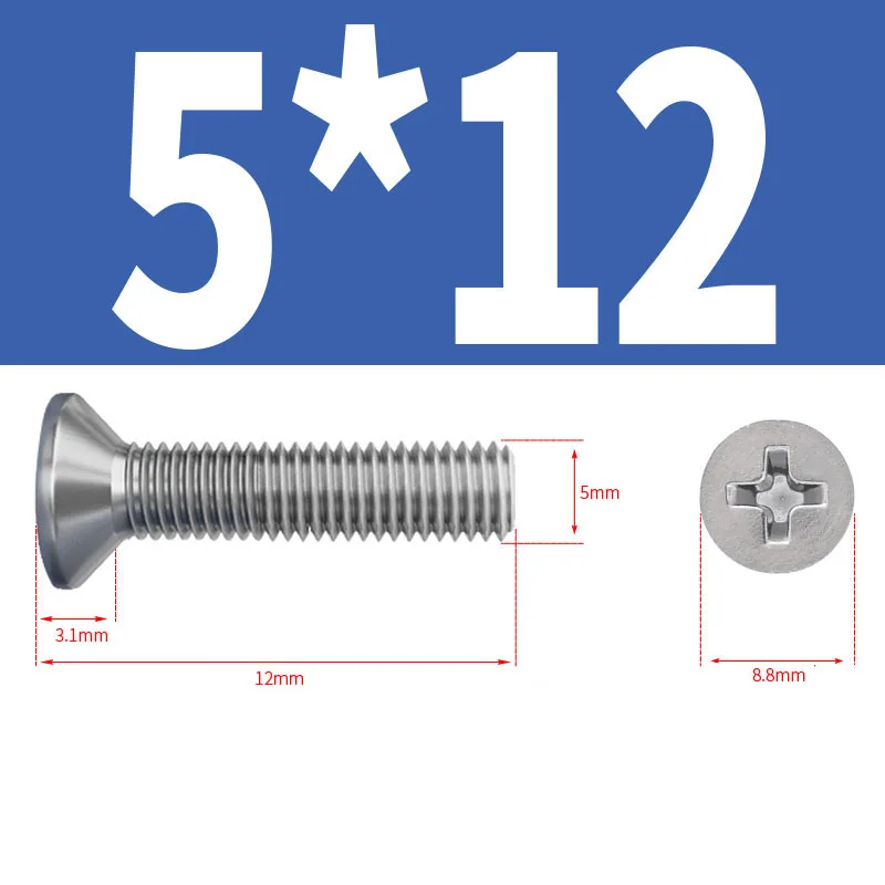 1set M3 M4 M5 316 Stainless Steel Phillips Screws Nuts Washer Assortment Kit Machine Countersunk Head Flat Screw Bolt Set